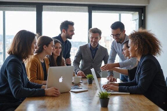 Team collaborating in an office setting