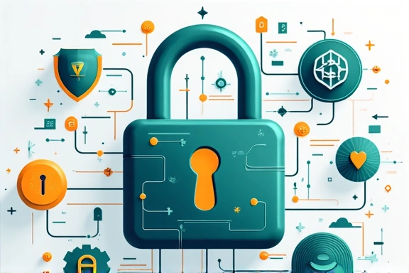 Illustration of data privacy and security with a padlock icon