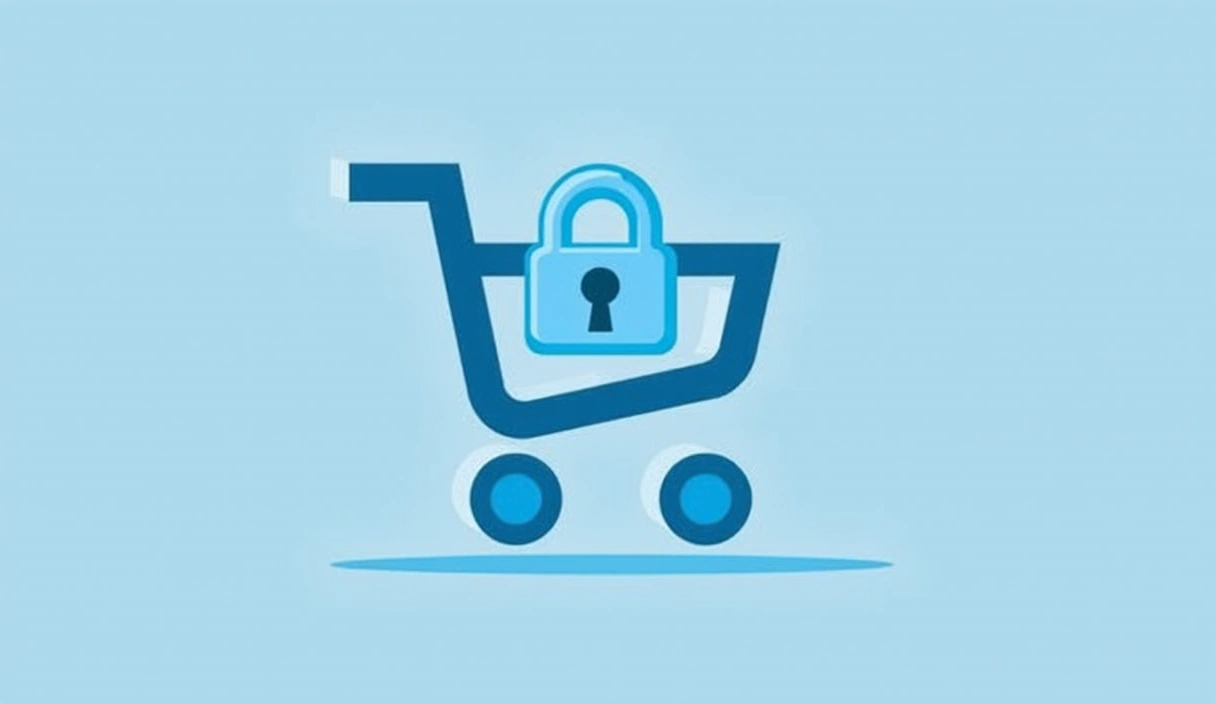 Secure online transaction with lock icon