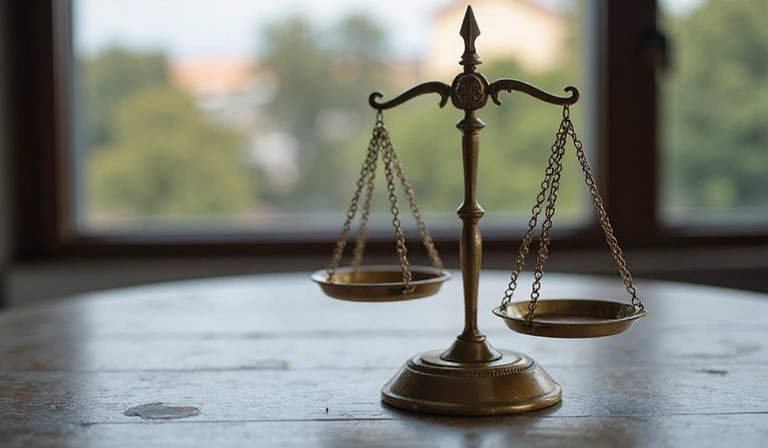 Abstract scales of justice symbolizing legal liability